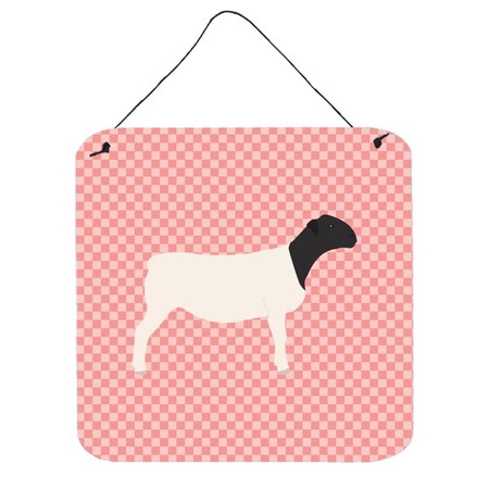 Carolines Treasures Dorper Sheep Pink Check Wall or Door Hanging Prints, 6 x 6 in. BB7978DS66